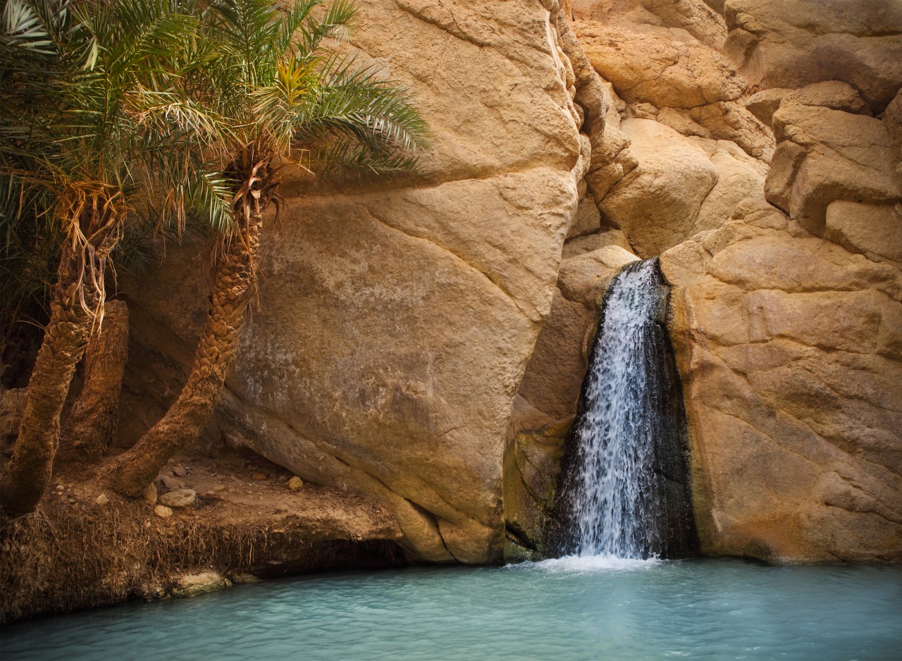 Cascade de Tamerza, dans l'oasis de Chebika.
